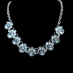 Vintage 16-18" Rhinestone Choker In Brass